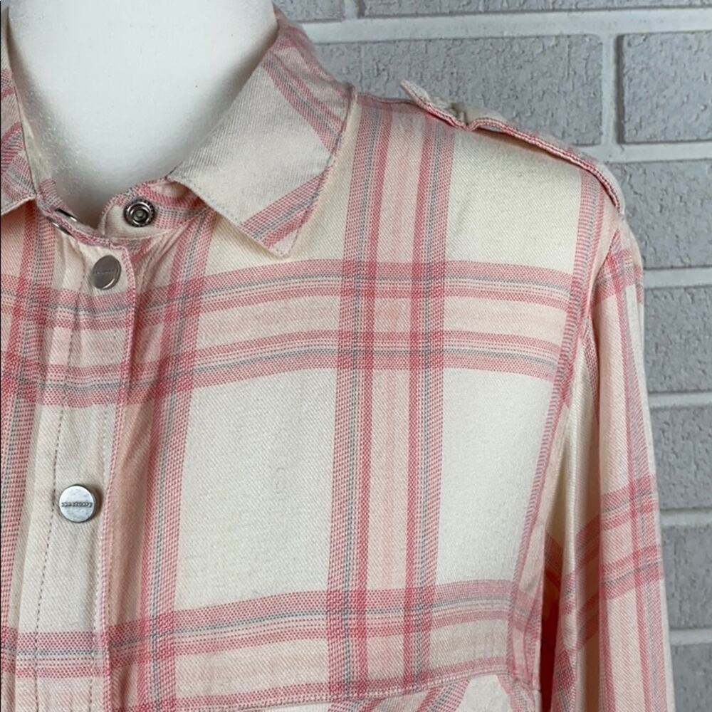Sanctuary Women's Pink & White Plaid Long Sleeve Button Down Shirt Size Small - Picture 4 of 11
